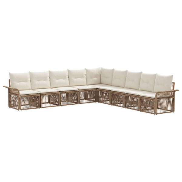 Trädgårdsoffset 9 pcs Beige konstrotting