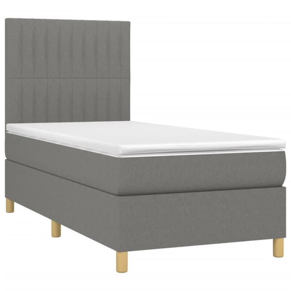 Ramsäng med madrass mörkgrå 90x200 cm tyg