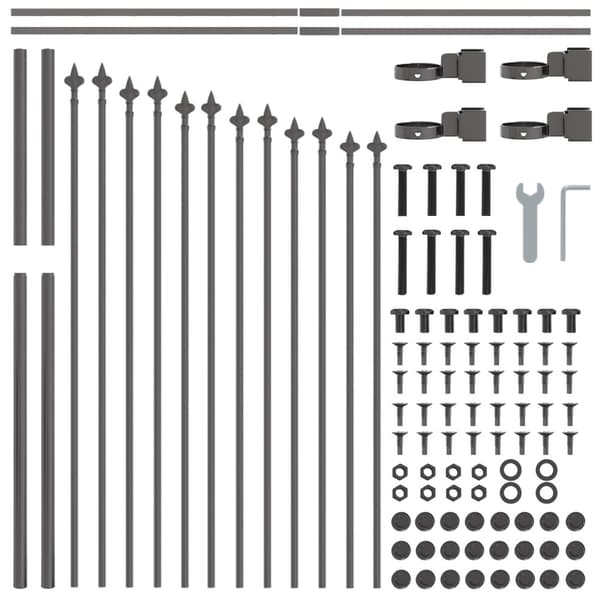Trädgårdsstängsel 3 pcs Grå 170 x 140 cm Pulverlackerat stål