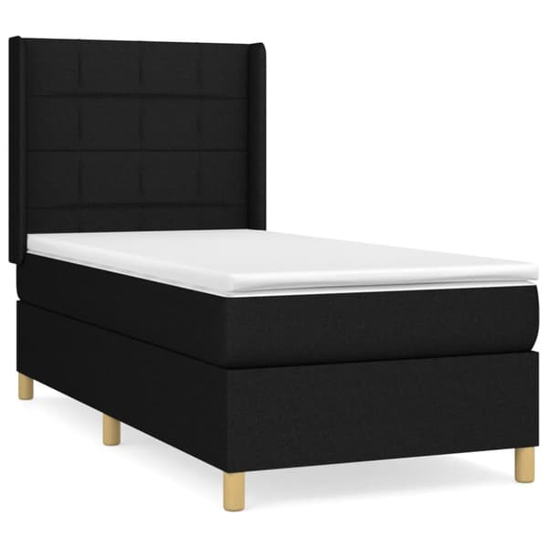 Ramsäng med madrass svart 100x200 cm tyg