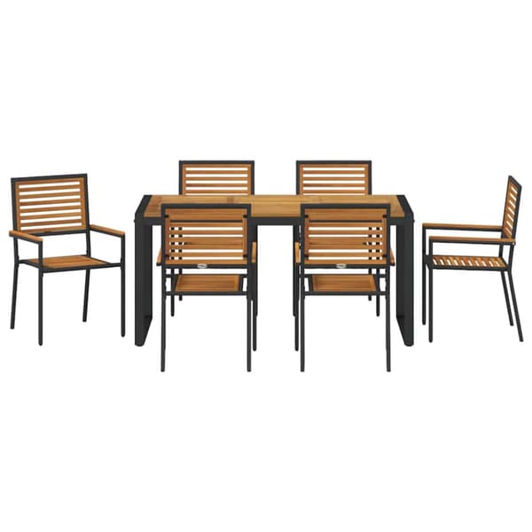 Trädgårdsmöbelset 7 pcs Svart och Brunt konstrotting