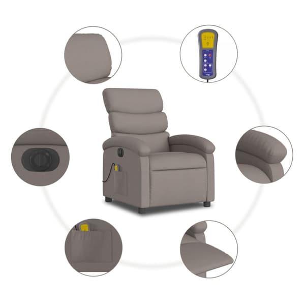 Elektrisk massagefåtölj taupe tyg