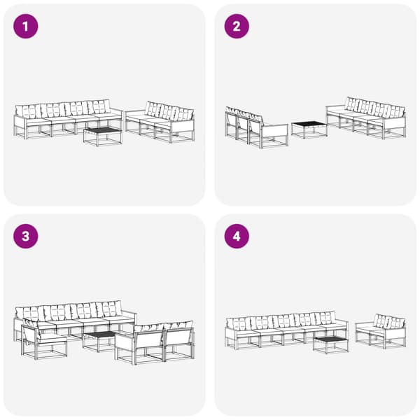 Utomhussoffset med kudde 8 pcs Naturlig och ljusgrå