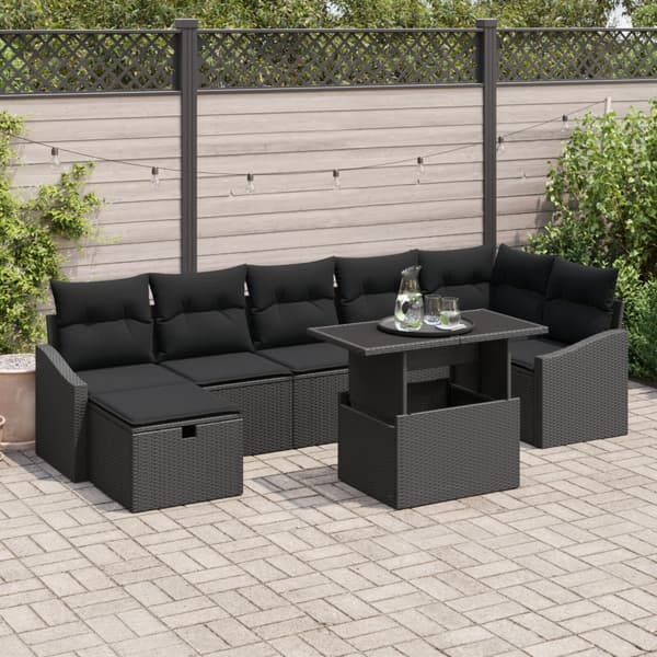 Trädgårdsoffset 8 pcs Svart konstrotting