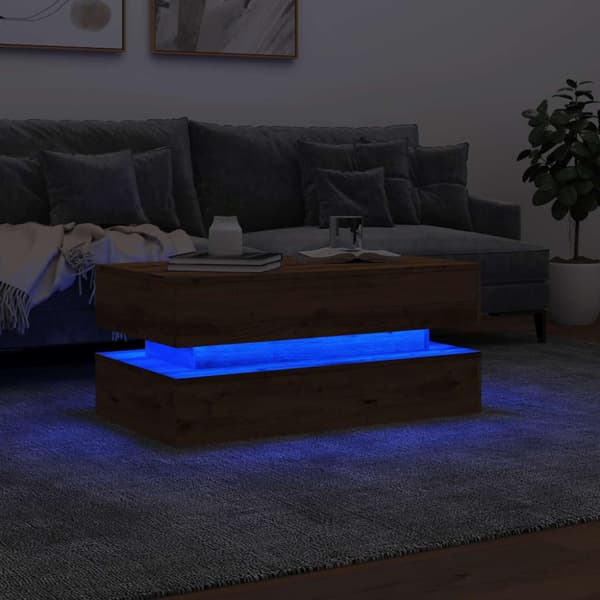 Soffbord med LED ek 90x50x40 cm