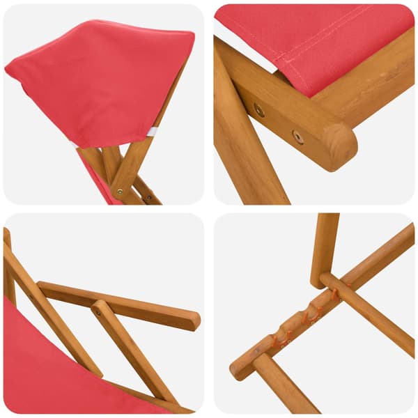 Deck Chair 3 Position Massiv Eukalyptus Trä Röd