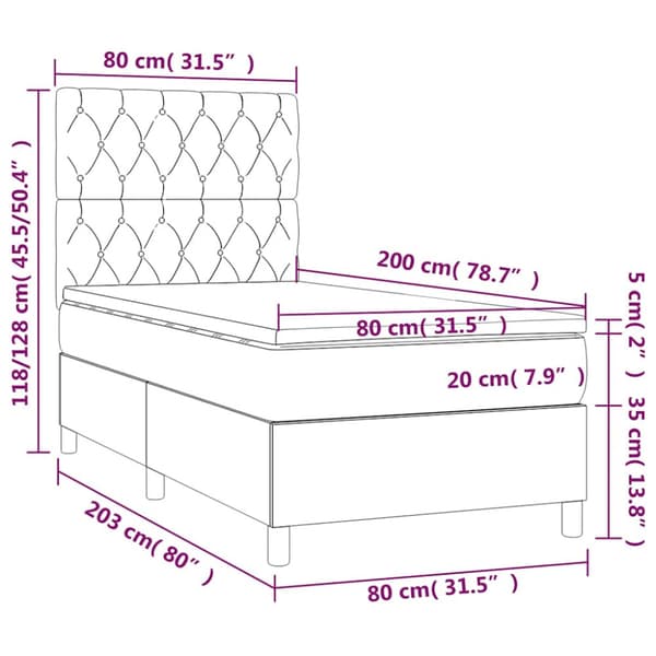 Ramsäng med madrass mörkgrön 80x200 cm sammet