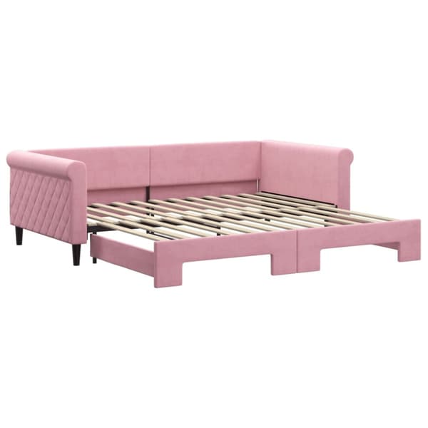 Dagbädd utdragbar rosa 100x200 cm sammet