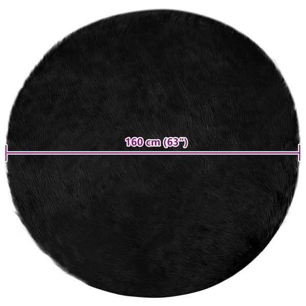 Fuskfäll matta TAFALLA Svart Ø 160 cm Polyester