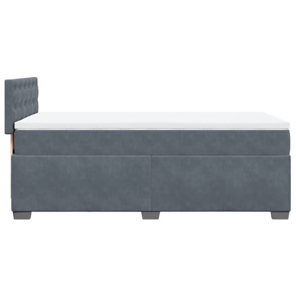 Ramsäng med madrass mörkgrå 100x200 cm sammet