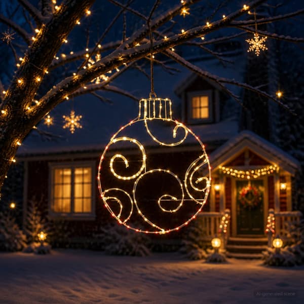 Lysande julkula LOVIISA 160 LED-lampor Röd 55 x 65 cm