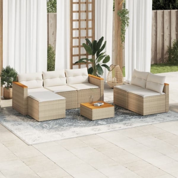 Soffgrupp för trädgården med dynor 5 delar beige konstrotting