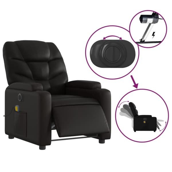 Elektrisk massagefåtölj svart konstläder