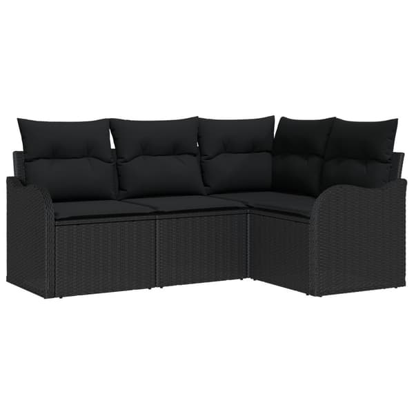 Trädgårdsoffset med lagring 4 pcs Svart konstrotting