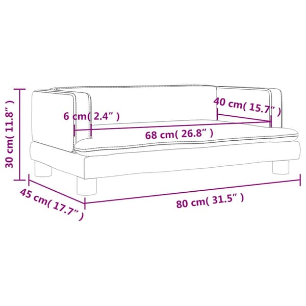 Barnsoffa gräddvit 80x45x30 cm sammet