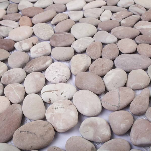 Pebble Tiles Beige och ljusrosa 30 x 30 cm Flodsten