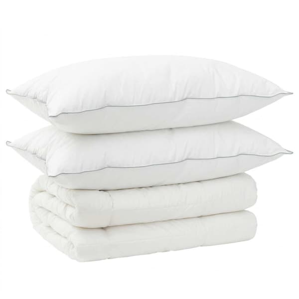 Täcke och kudde set 3 st 155x220 cm Vinter 450 GSM Ull Vit