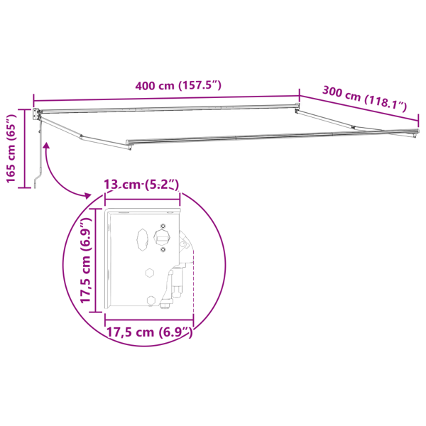 Utfällbar markis Orange och Brunt 400 × 300 cm