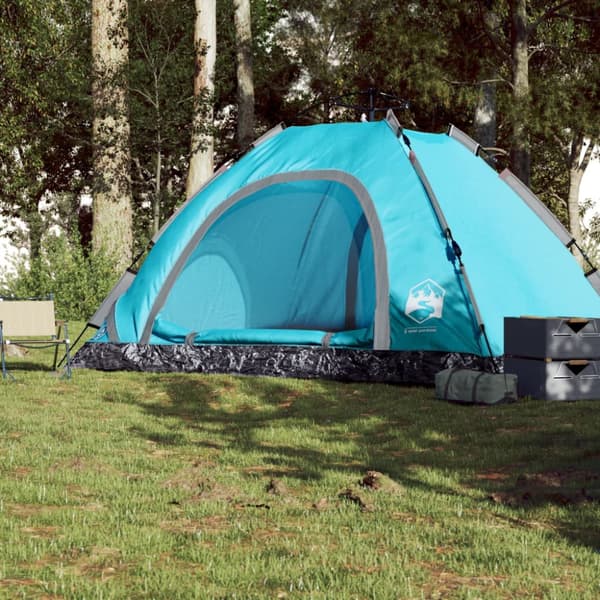 Campingtält 5 personer blå snabbrest
