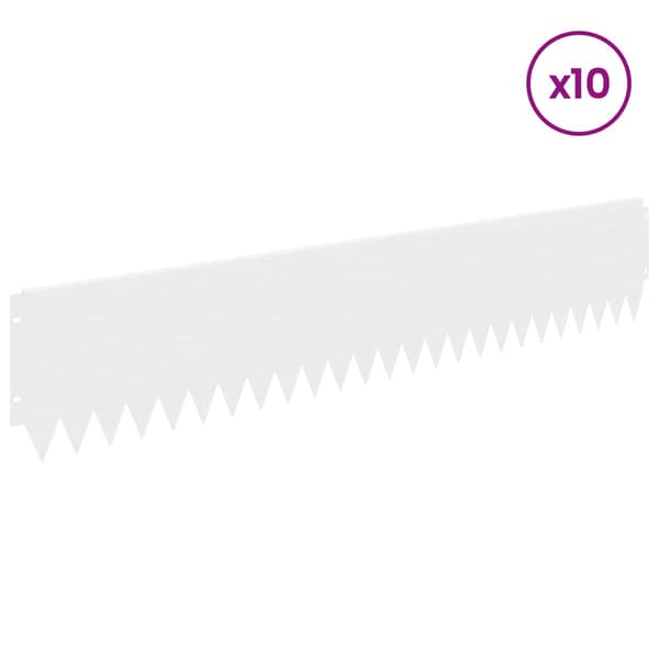 Kant för gräsmatta 10 pcs 103 x 20 cm Stål Vit