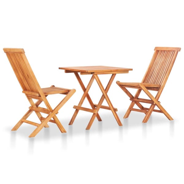 Caféset 3 delar med antracit dynor massiv teak
