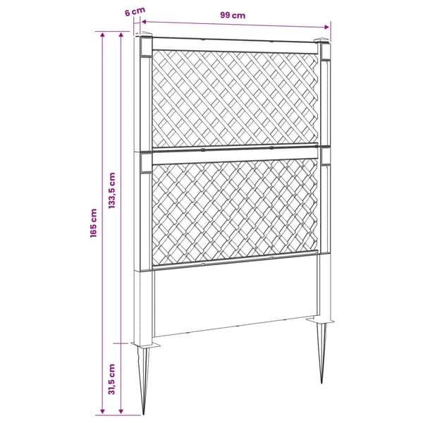 Trellis med spik Vit 99 x 6 x 165 cm PP