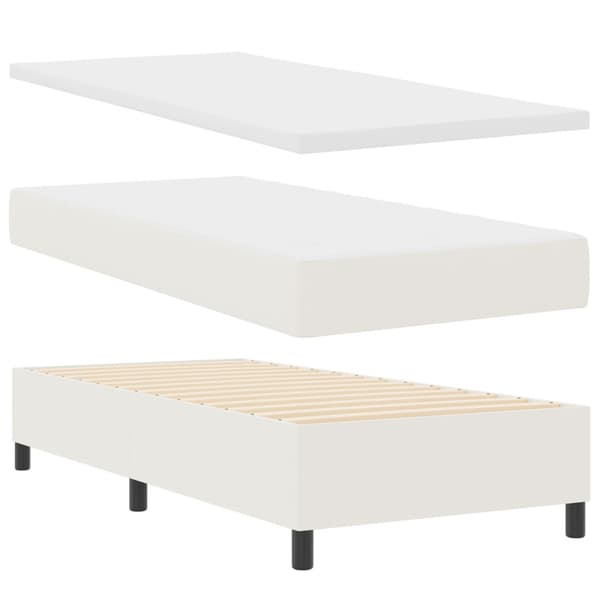 LED Box Säng Grädde och vit 80 x 200 cm Kordread tyg
