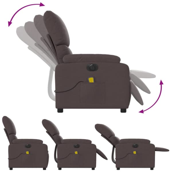 Elektrisk massagefåtölj mörkbrun tyg