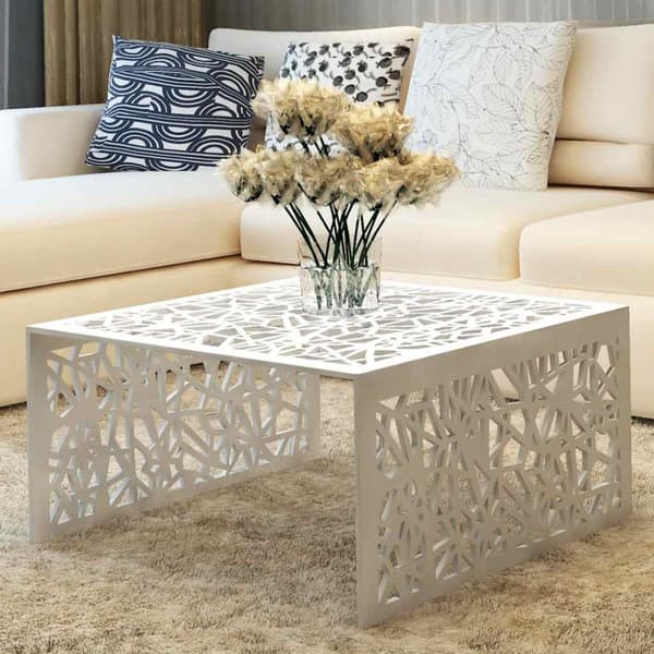 Soffbord geometrisk design aluminium silver