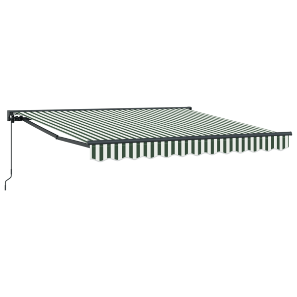 Markisram Grön och Vit 350 x 250 cm Polyester med PU-beläggning
