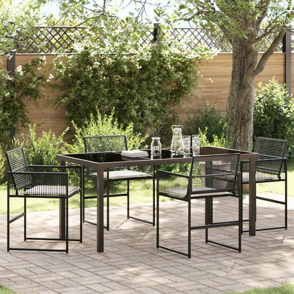 Trädgårdsmöbelset 5 pcs Svart konstrotting