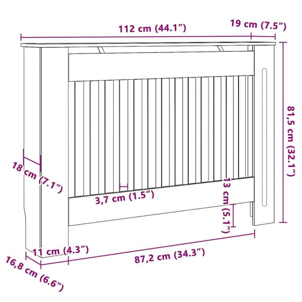 Radiatorlock 2 pcs Grå 112 x 19 x 81,5 cm Konstruerat trä