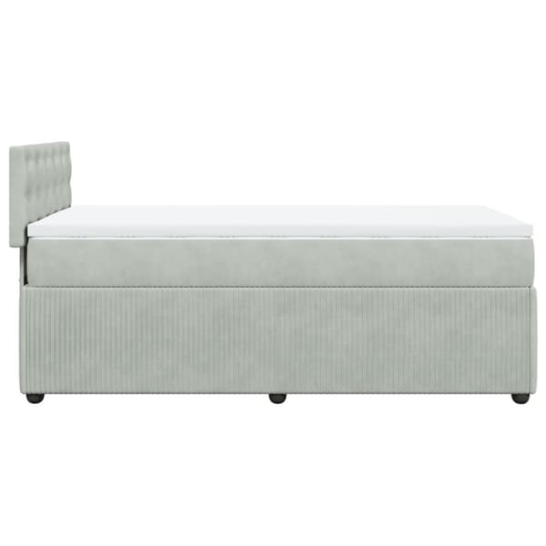 Ramsäng med madrass ljusgrå 90x190 cm sammet