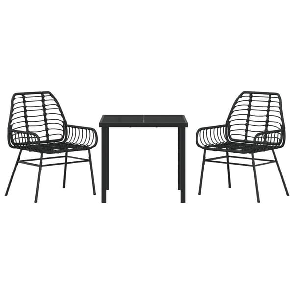Trädgårdsmöbelset 3 pcs Svart konstrotting