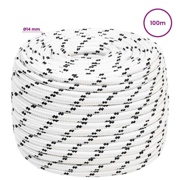 Mångsidigt bruksrep 14 mm 100 m Vit Polyester