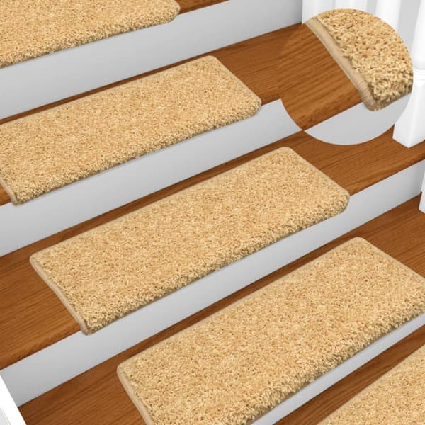 Trappmattor 15 st 65x21x4 cm beige rektangulär kant