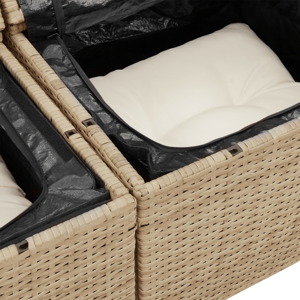Trädgårdsoffset 7 st Beige Poly Rattan