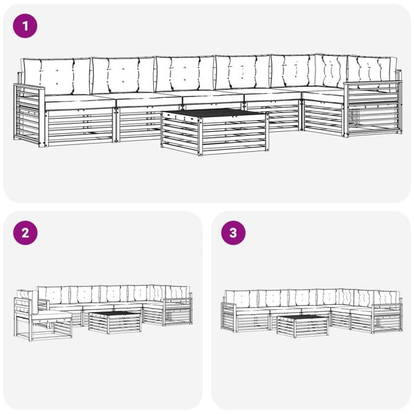 Utomhussoffset med kudde 7 pcs Vit och grädde