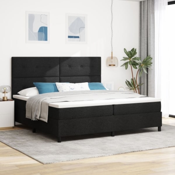 Boxstomme med Sängmatta Svart 200x200 cm Tyg
