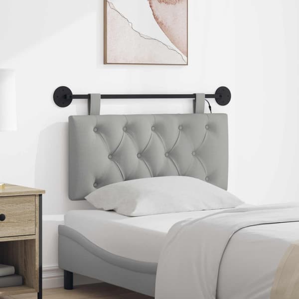 Hängande sänggavel Med LED-lampa Moln Grå Tyg