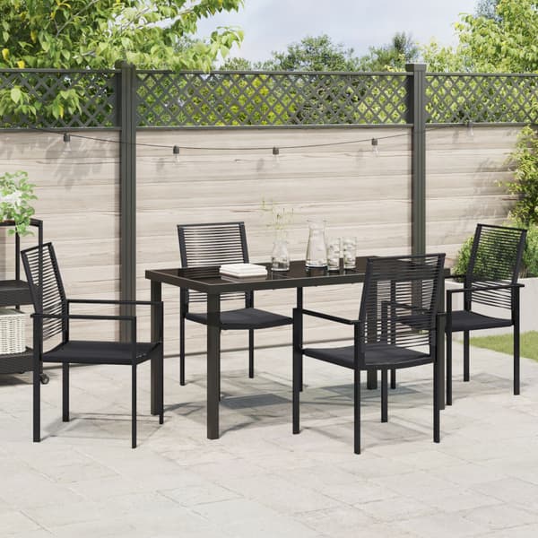 Trädgårdsmöbelset 5 pcs Svart Pulverlackerat stål