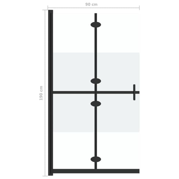 Vikbar duschvägg med halvfrostat ESG-glas 90x190 cm