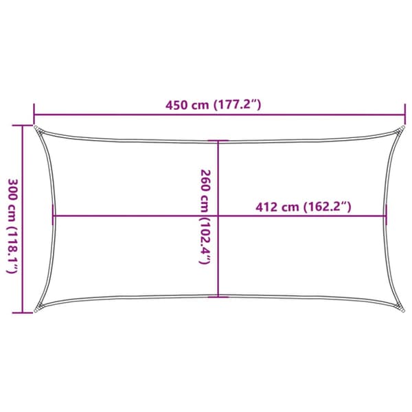 Solsegel ljusgrå 4,5x3 m 100% polyesteroxford