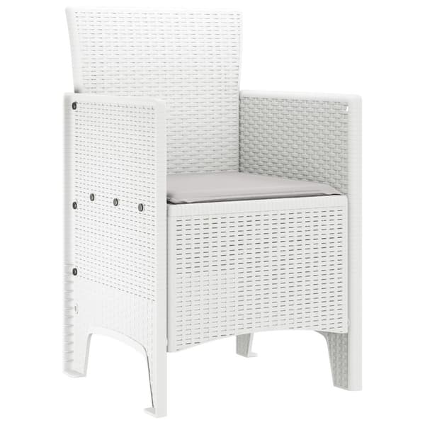 Trädgård Stol med kudde 4 pcs Vit 53 x 49 x 85 cm Polypropylen
