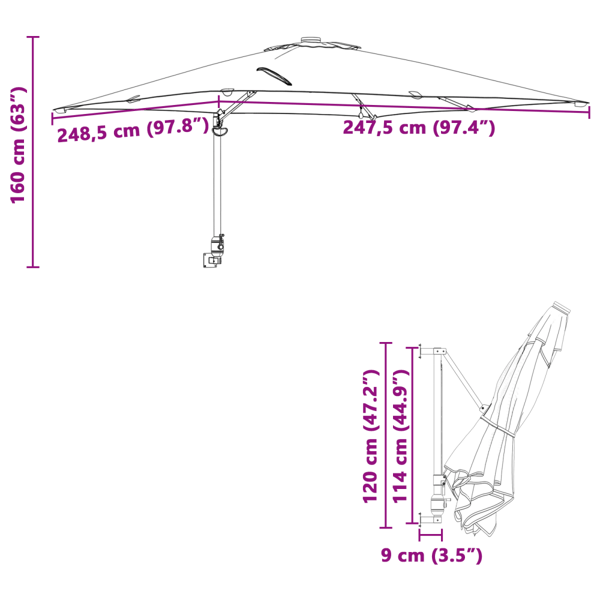 Trädgårdsparasol Sand 248,5 x 247,5 x 160 cm Polyester och Stål