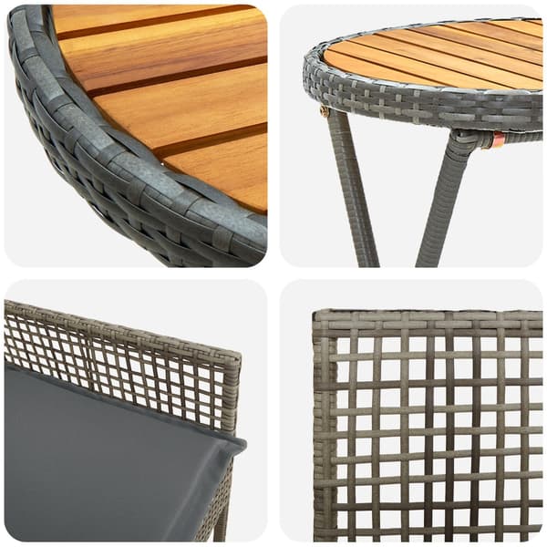 Trädgårds Bistro Set 3 pcs Grå konstrotting