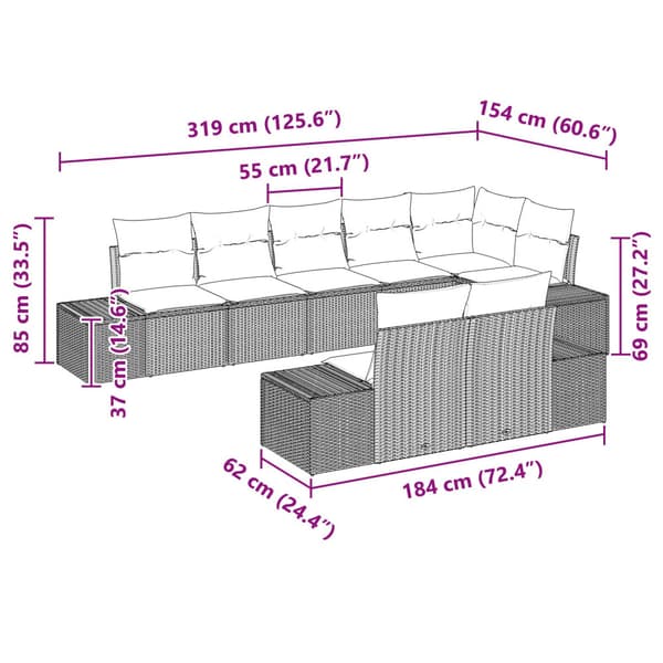 Trädgårdsoffset 8 pcs Beige och gräddfärgad konstrotting