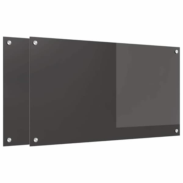 Köksskydd 2 pcs Mörkgrå 90 x 50 cm härdat glas