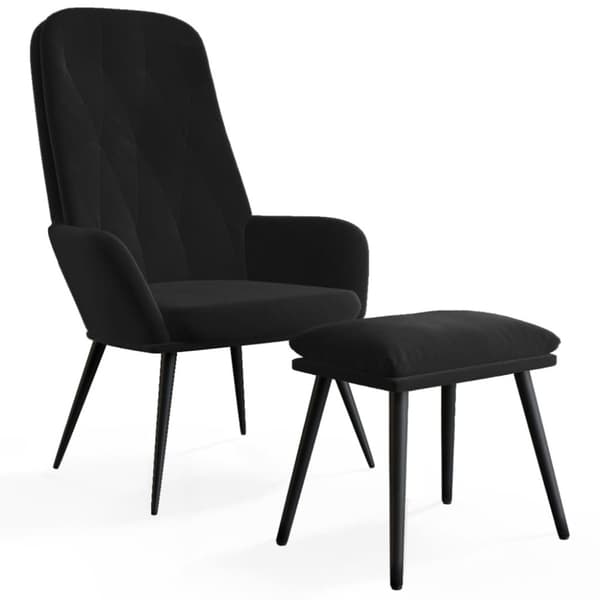 Vilstol med fotpall svart sammet