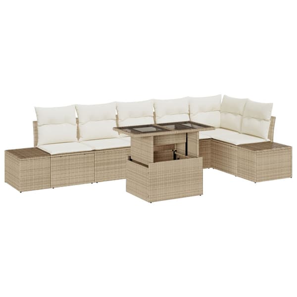Trädgårdsoffset 7 st Beige konstrotting
